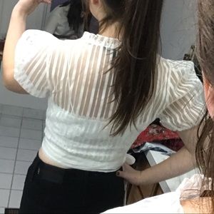 Forever 21 Tops - White Sheer Wrap Around Blouse Forever 21 Tops - White Sheer Wrap Around Blouse